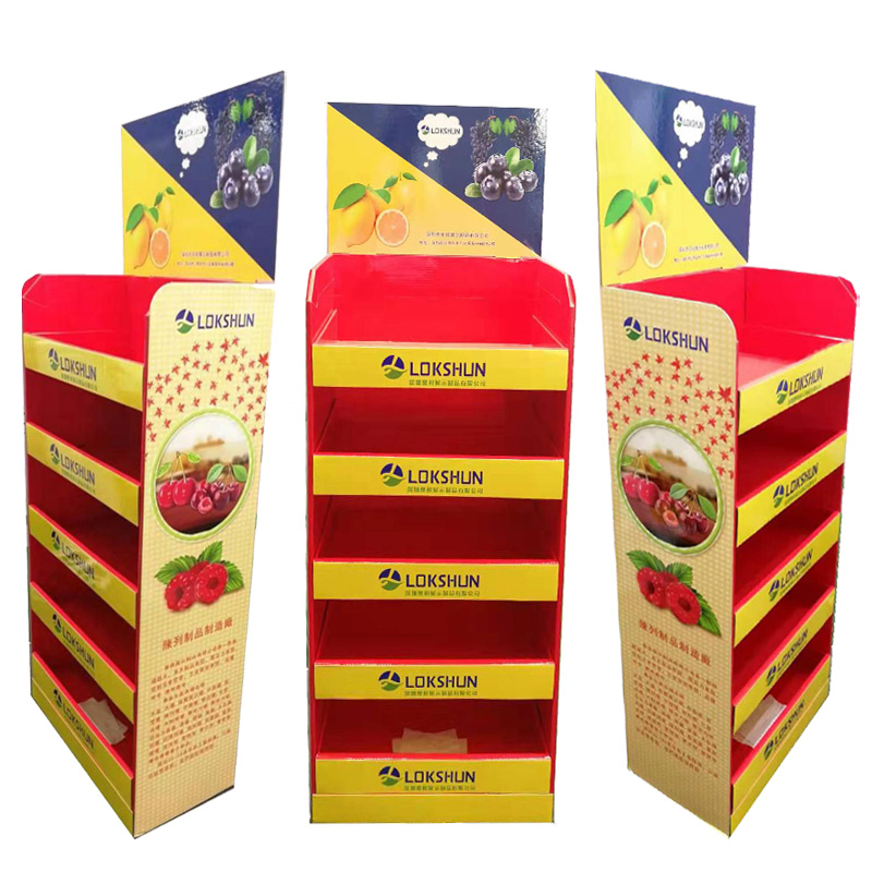 OEM POS Corrugated Cardboard Floor Display Shelves Pop up Paper Display Rack Retail Store Display