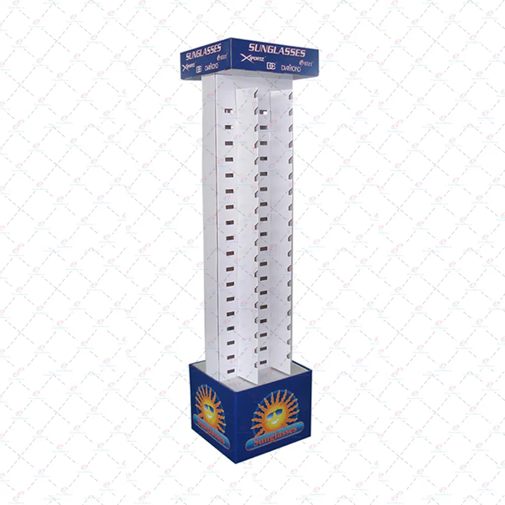 Wholesales Customized Floor Standing Cardboard Corrugated Sunglasses Eyewear Display Stand Rack