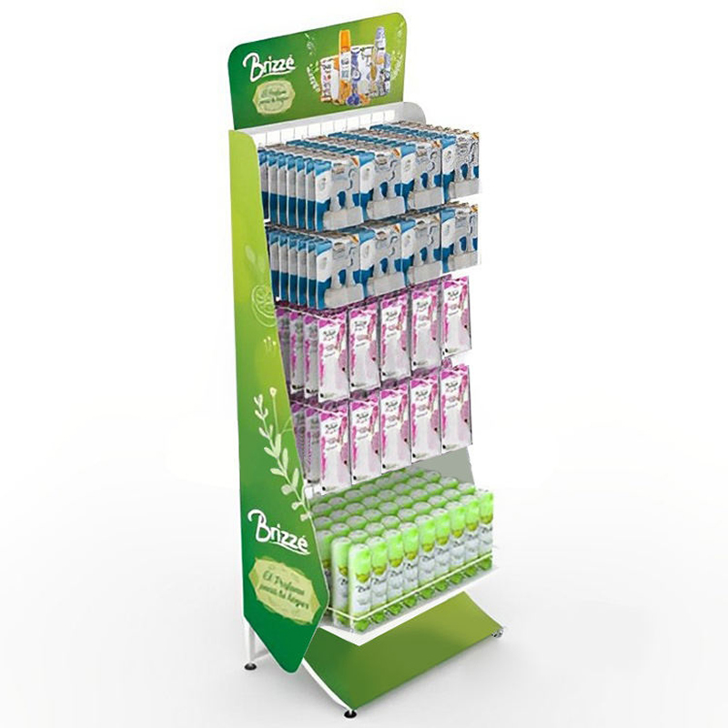 Custom Cardboard Nursery Product Floor Standing Baby Milk Bottle Diaper Display Rack Stand