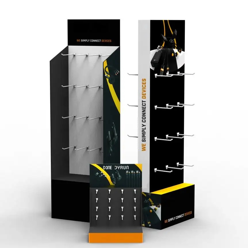Custom Retail Storage Rack Hook PVC Carton Product Display Rack with Peg