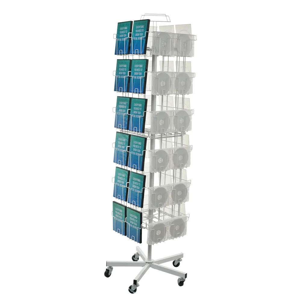 Fixture Display 4-Tier 18" Wire Display Rack Literature Brochure Magazine Stand Book Tabletop Rack Black