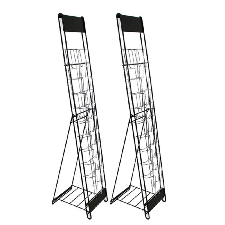 Wire News Paper Display Rack Magazine Display Fixtures Clothing Storage Rack