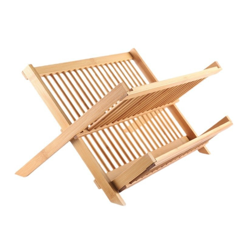 Bamboo Organized Drying Folding Cups Plates and Bowls Storage Organizer Household Item Kitchen Utensil Fit Efficiently Drying Bowls Dish Rack Drainer Rack