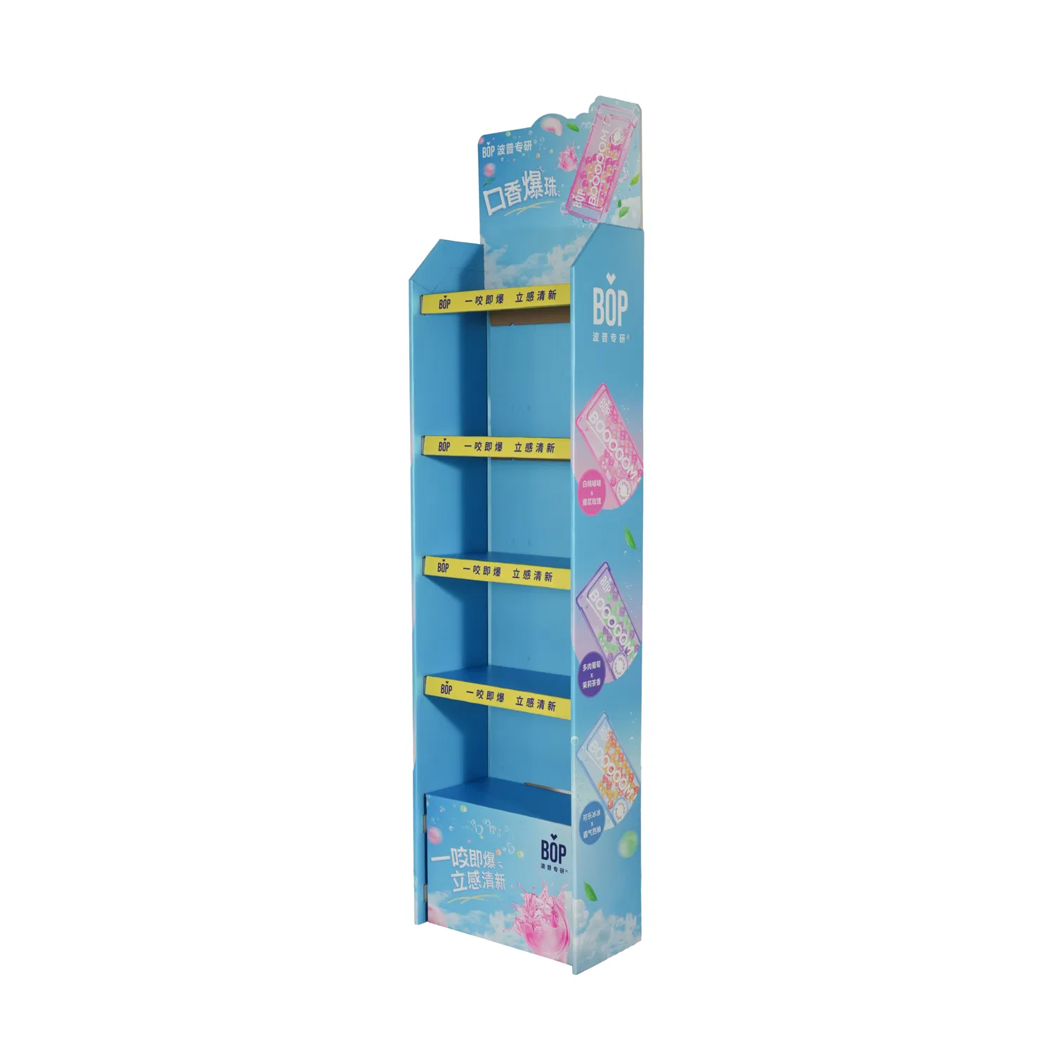 Oral Care Products Retail Corrugated Cardboard 4 Tier Floor Display Rack