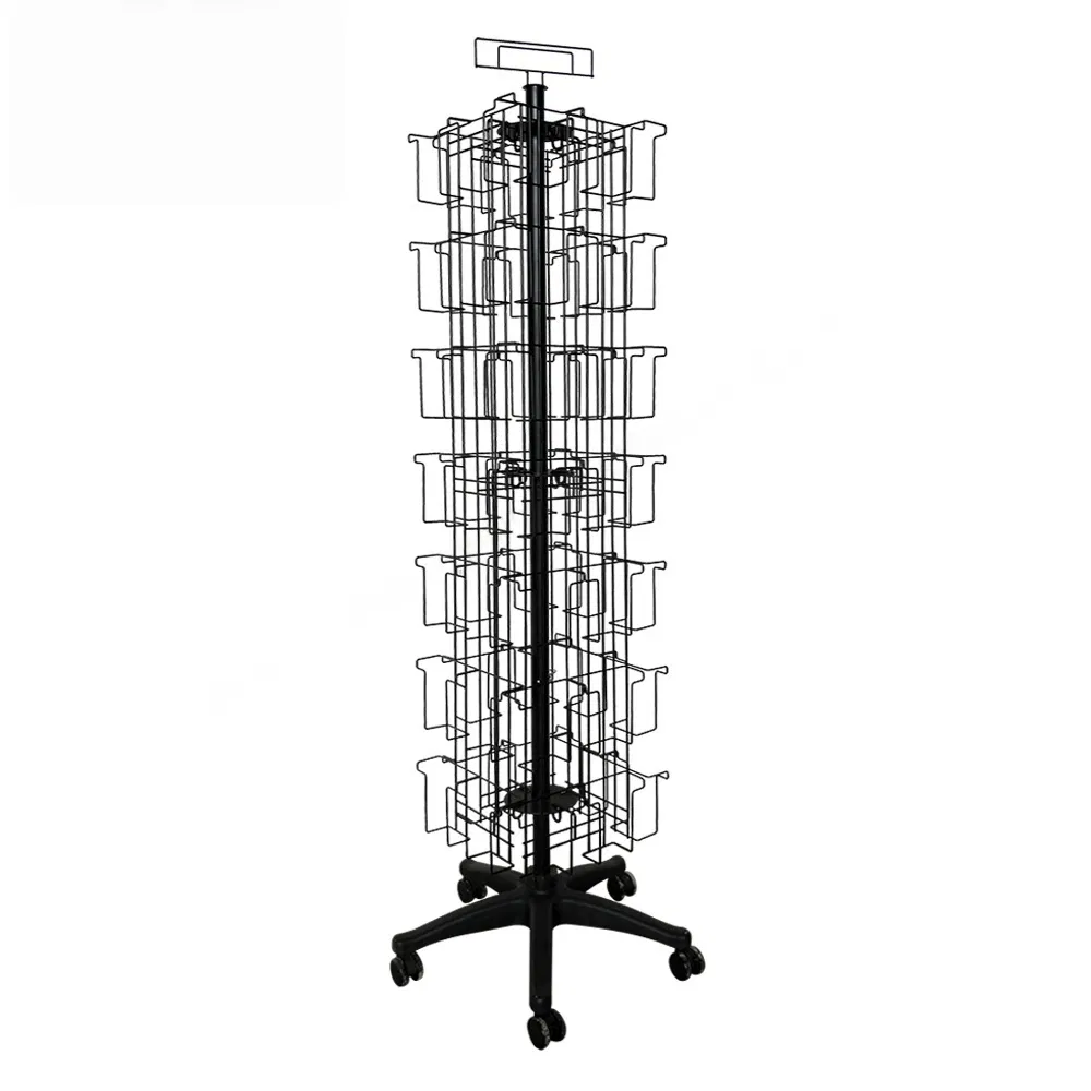 Fixture Display 4-Tier 18" Wire Display Rack Literature Brochure Magazine Stand Book Tabletop Rack Black