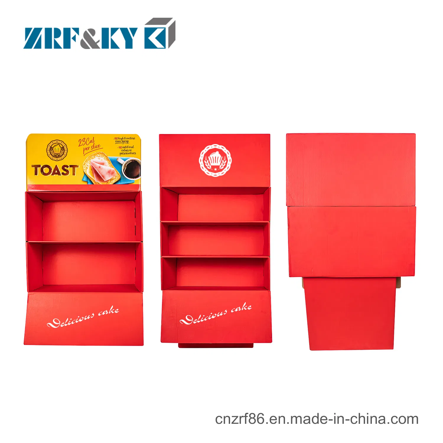 Custom Printed Advertising Color Corrugated Paper Food Display Stand Rack