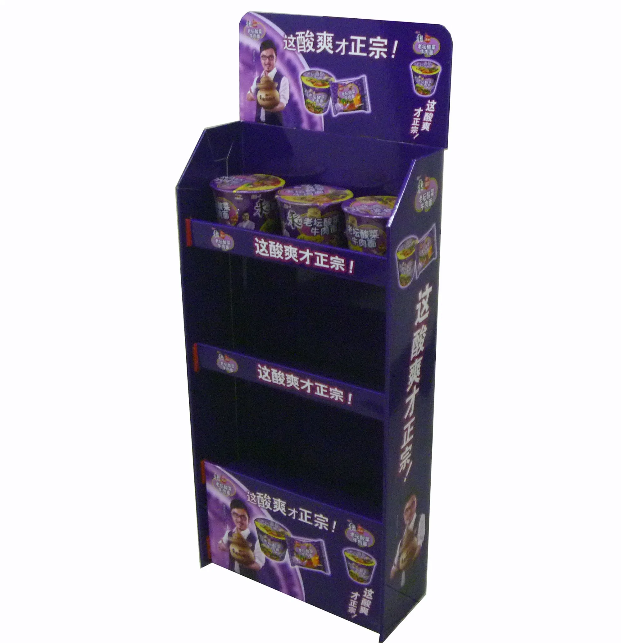 Custom Printed Cardboard Paper Pop Display Stand for Chips Pegboard Tower