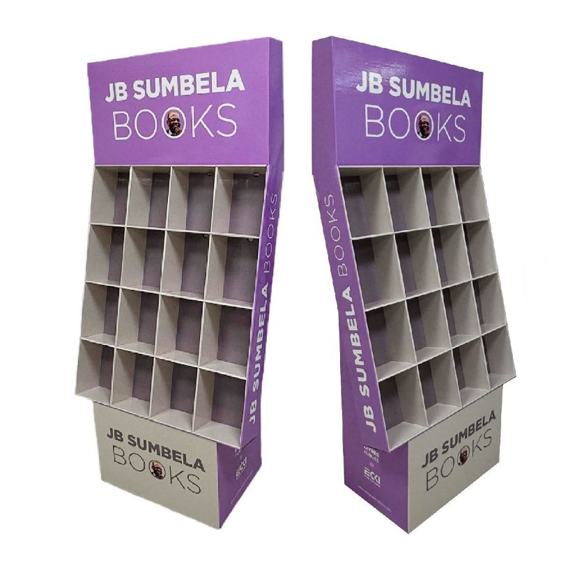 Customized Eco-Friendly Corrugated Cardboard Floor Book Brochure Display Stand Glossy Finish Shelf for Retail Store Display Rack