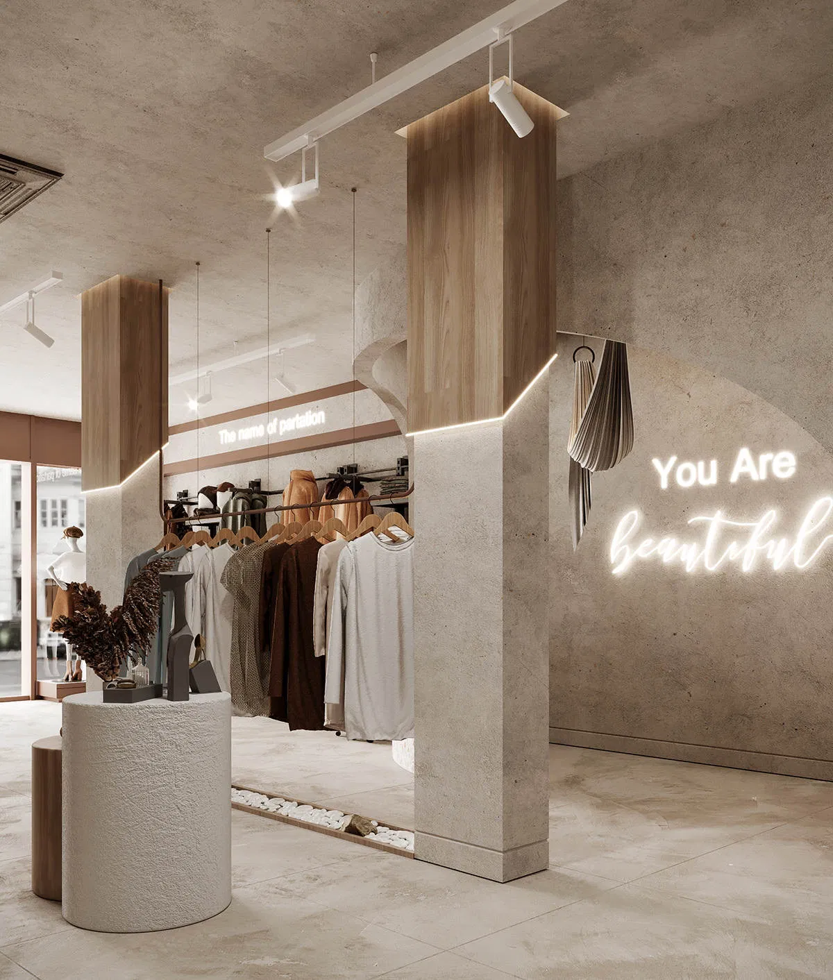 Custom Foldable Rotating Wooden Clothing Shop Display Racks Island