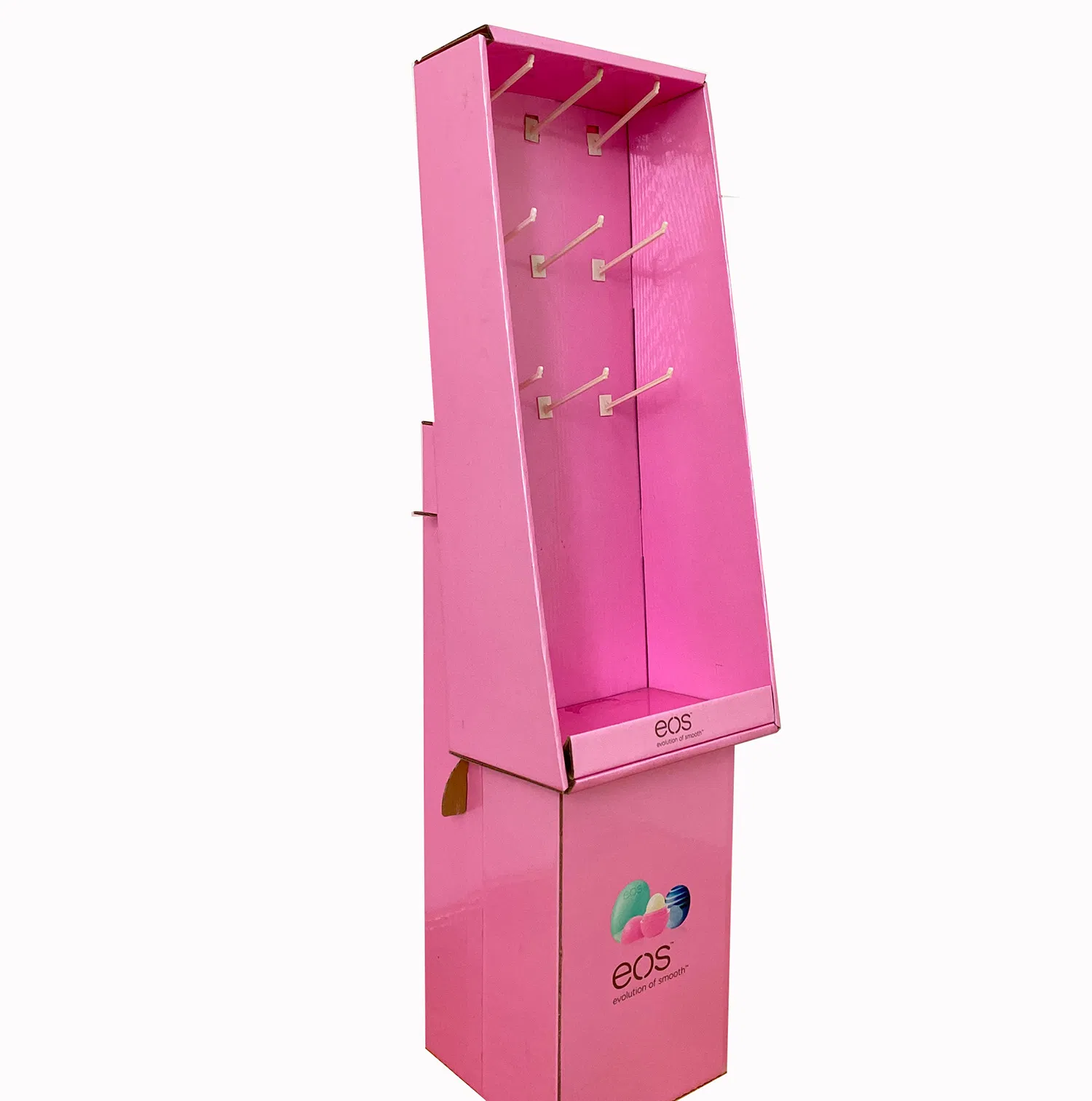 Cardboard Display Stand with Hooks Store Rack for Cute Girl's Toy, Make up Beauty Products