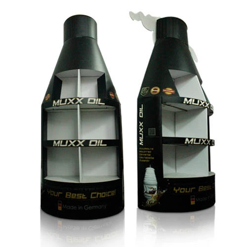 Custom Pop Cardboard Floor Retail Store Bottle-Shape Corrugated Paper Oil/Wine/Beer/Water Bottles/Beverage Display Rack