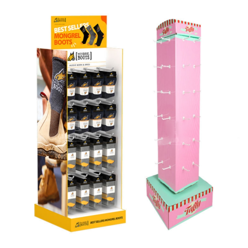 Custom Pegboard Fsdu Corrugated Carton Display Rack Paper Pop Power Wing Display