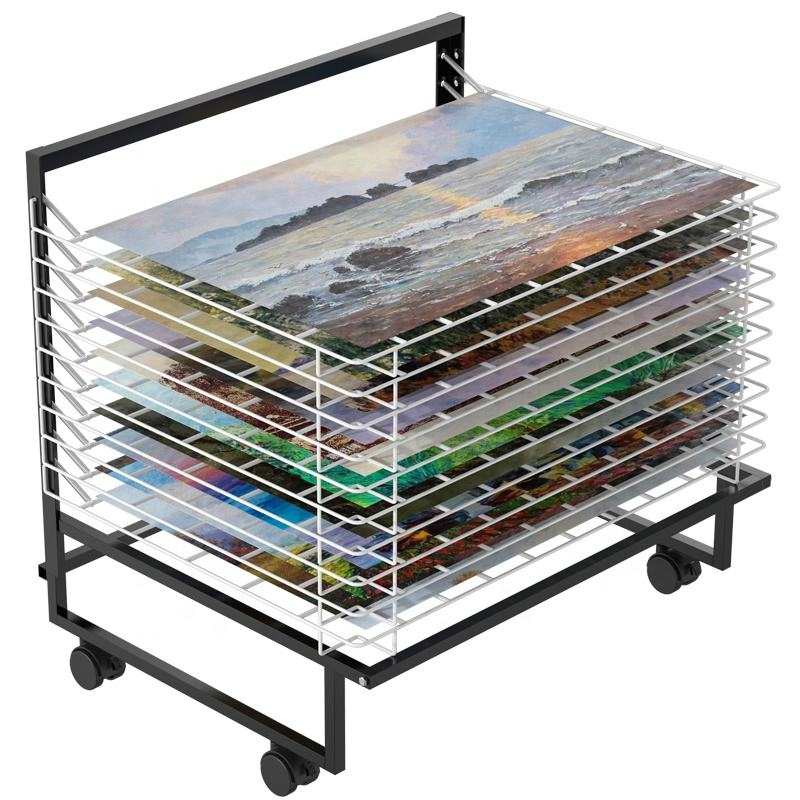 Art Painting Dry Tower Shelf Holder Metal Wire Scrapbook Paper Display Rack Iron Material Wallpaper Display Racks Drying Rack