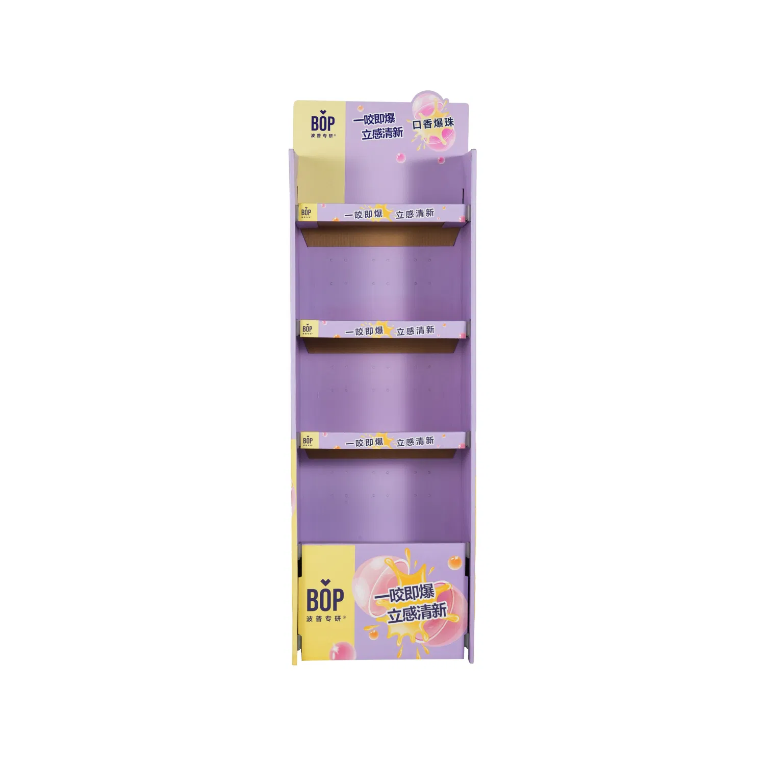 Oral Care Products Retail Corrugated Cardboard 4 Tier Floor Display Rack