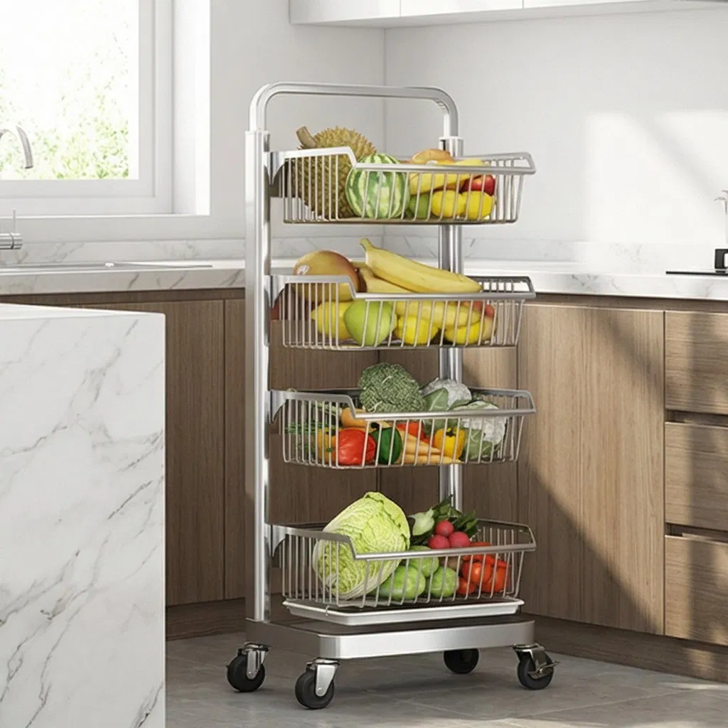 Multi-Tiered Selectable Trolley Kitchen Organization Cart Storage Shelving Rack for Home