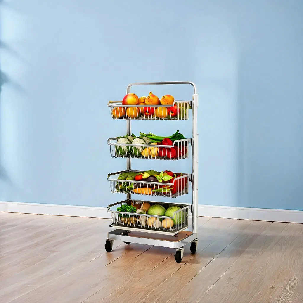 Multi-Tiered Selectable Trolley Kitchen Organization Cart Storage Shelving Rack for Home