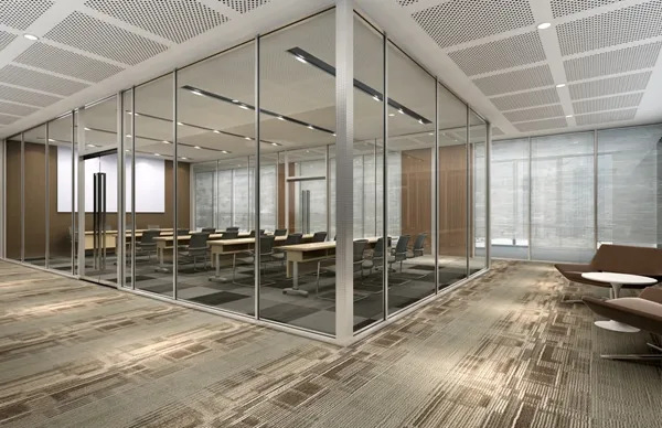 Acoustic Modular Clear Tempered Singel Double Glazed with MDF Chip Board Partition Wall for Office