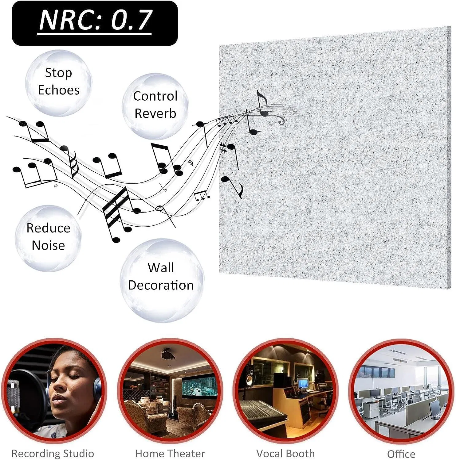 Sound Isolation Design Square Self Adhesive Polyester Fiber Felt Acoustic Panel for Home Studio Wall Ceiling Door