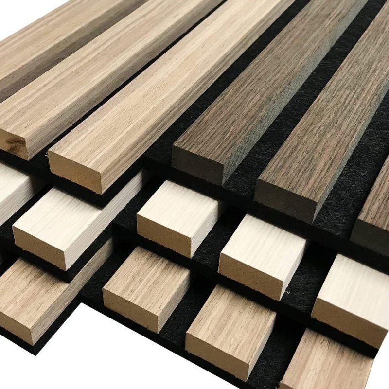 New Technology Ribbon-Shaped Wood Veneer Acoustic Slat Panels for Comfortable Home Design