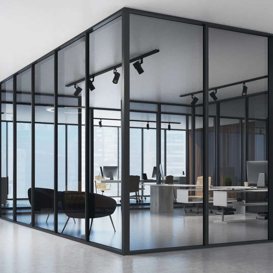 Acoustic 12.38mm 10mm Single Glazed Frameless Laminated Glass Office Partitions