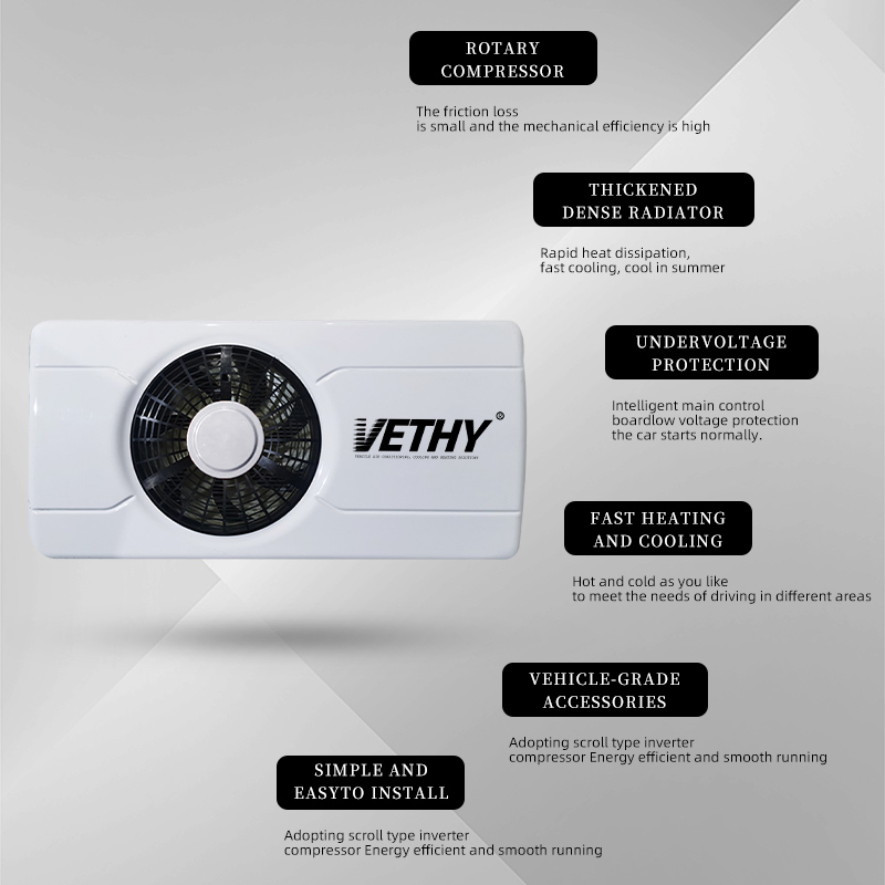 Vethy Vx3000sp 12V 24V BLDC Split System with Advanced Noise Reduction and Idle Free Cooling Ideal for off Grid Cabin Applications Parking Air Conditioner