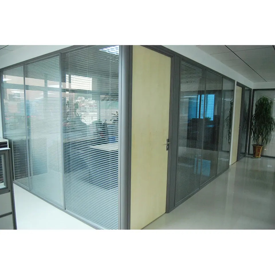Meeting Room Aluminium Framed Glazed Clear Partition Wall Acoustic Isolation Office Partition Glass Wall