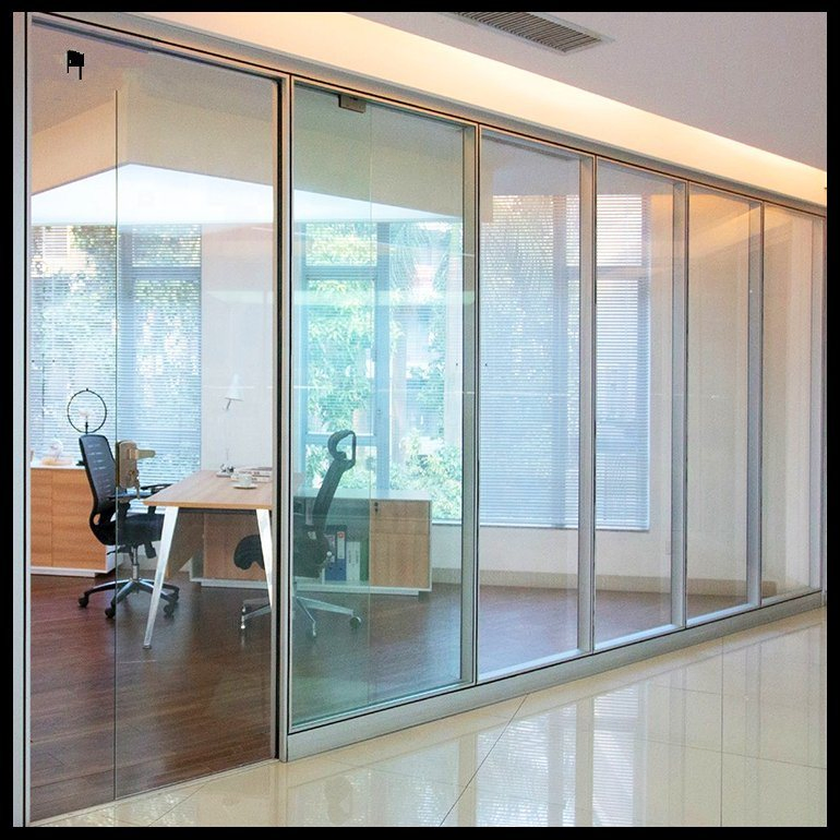 High-Grade Acoustic Isolation Freestanding Office Wall Partition Interior Decorative Conference Room Dividing Glass Wall