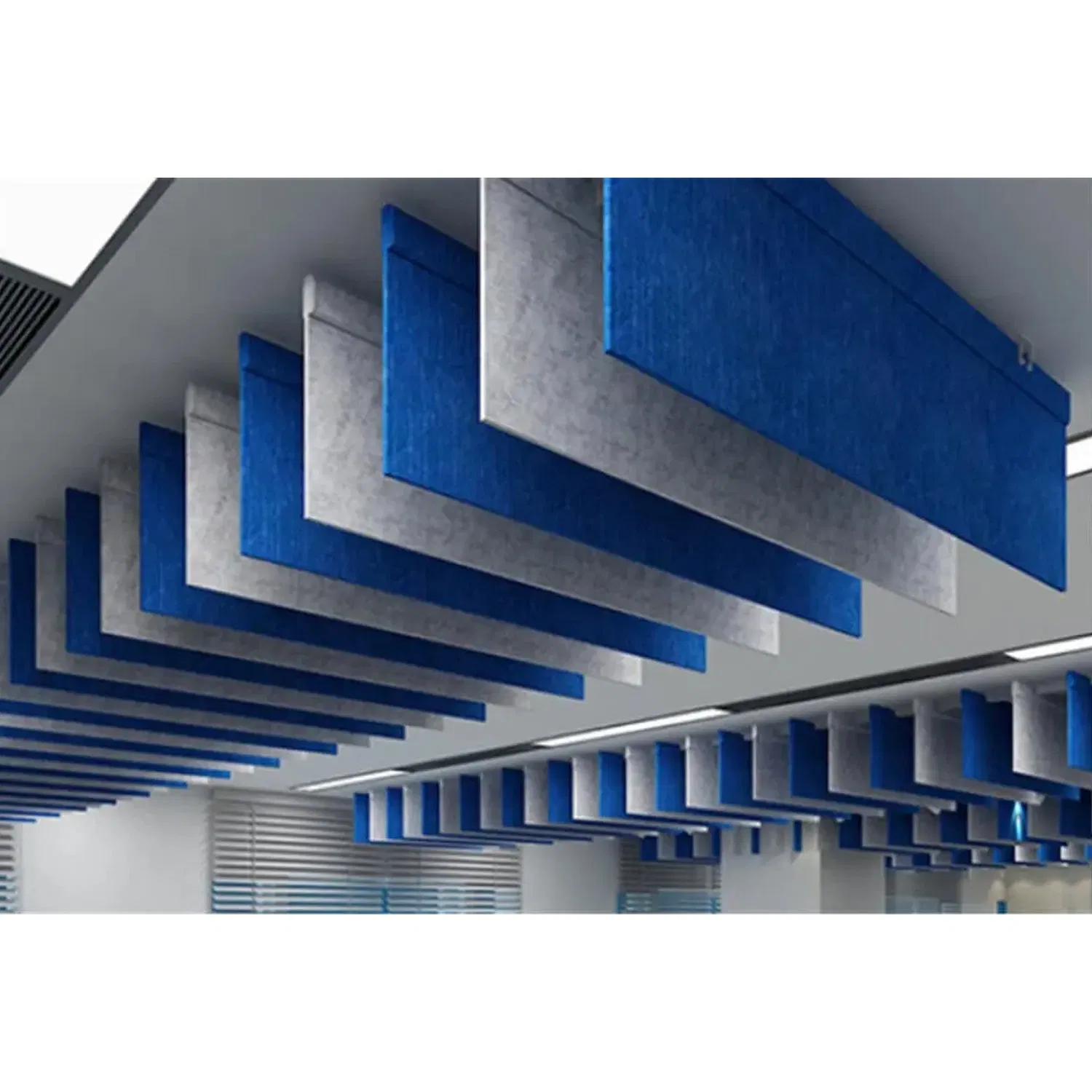 Wave Curved Acoustic Fiber Hanging Baffles Acoustic Clouds