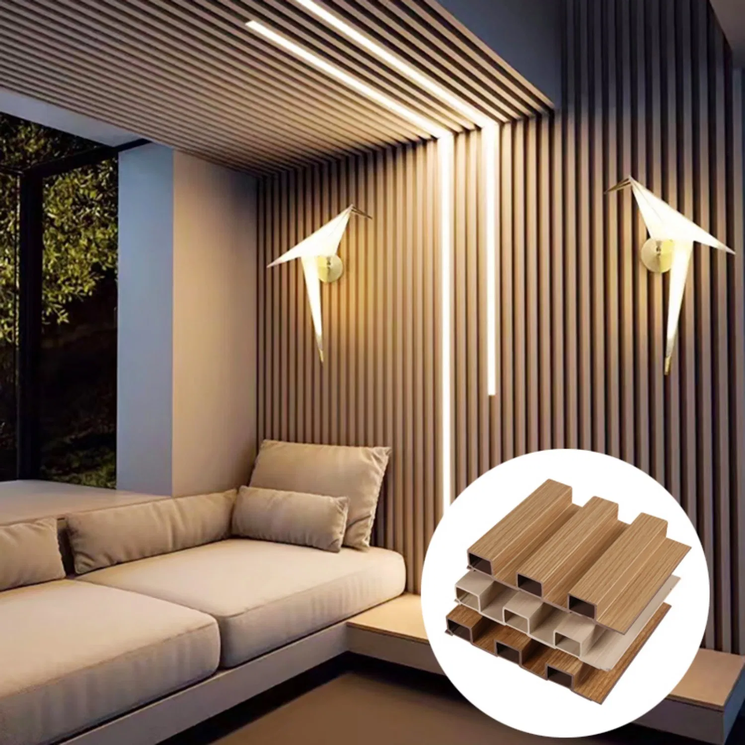 2400mm Indoor WPC Wall Acoustic Panels Soundproof Perforated Wood Acoustic Panel Studio