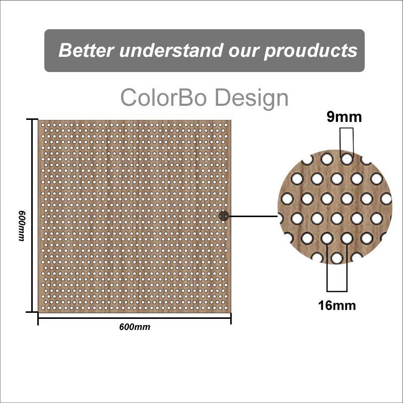 Fireproof Eco-Friendly PET Backing Decorative Perforated Acoustic Panels