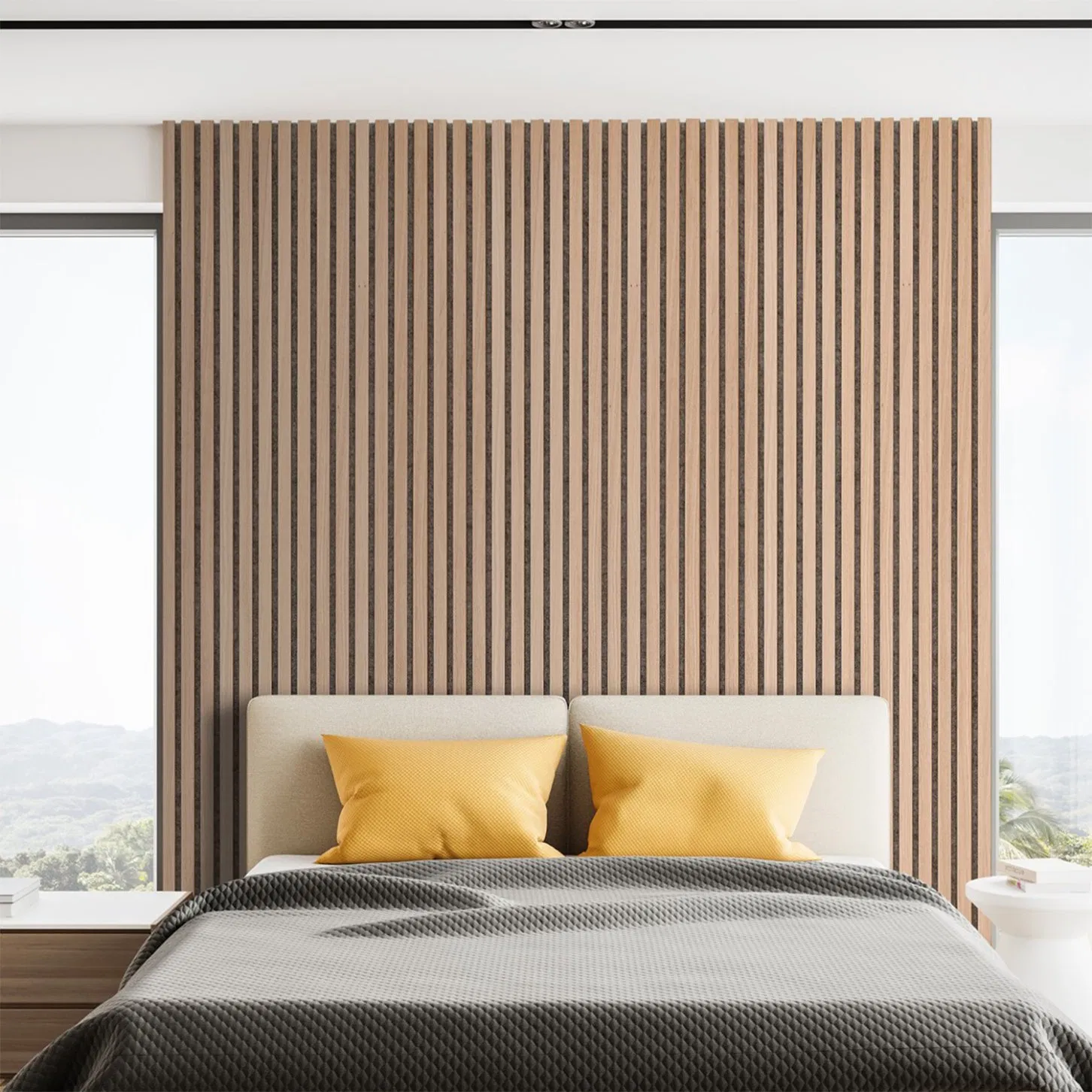 Sound Absorbing Eco Friendly Wooden Veneer MDF Slats Acoustic Panel Wood Foam Pet Backing for Walling and Ceiling