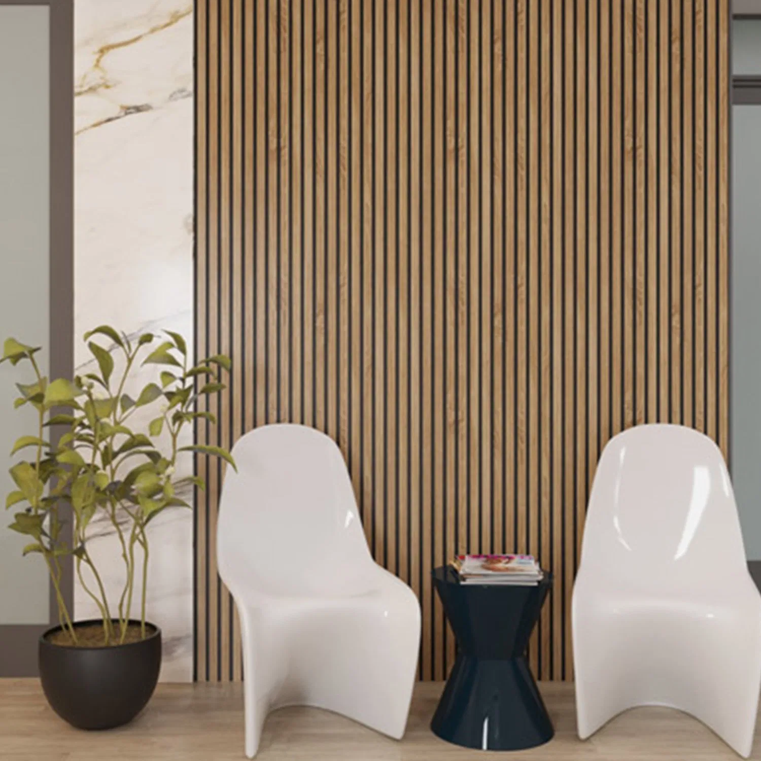 Sound Absorbing Eco Friendly Wooden Veneer MDF Slats Acoustic Panel Wood Foam Pet Backing for Walling and Ceiling