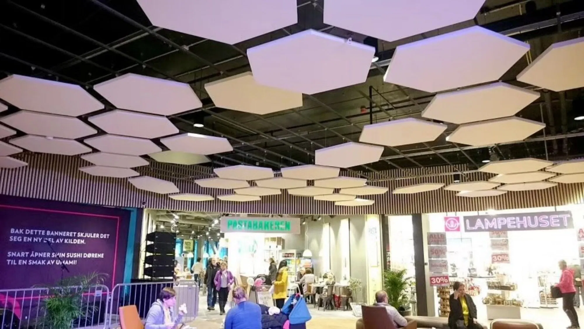 Hexagon Suspension Acoustic Panels Hanging Acoustic Insulation Clouds Ceiling Panels
