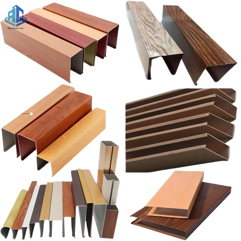 Modern Aluminum Suspended Ceiling System with Wood Grain Finish