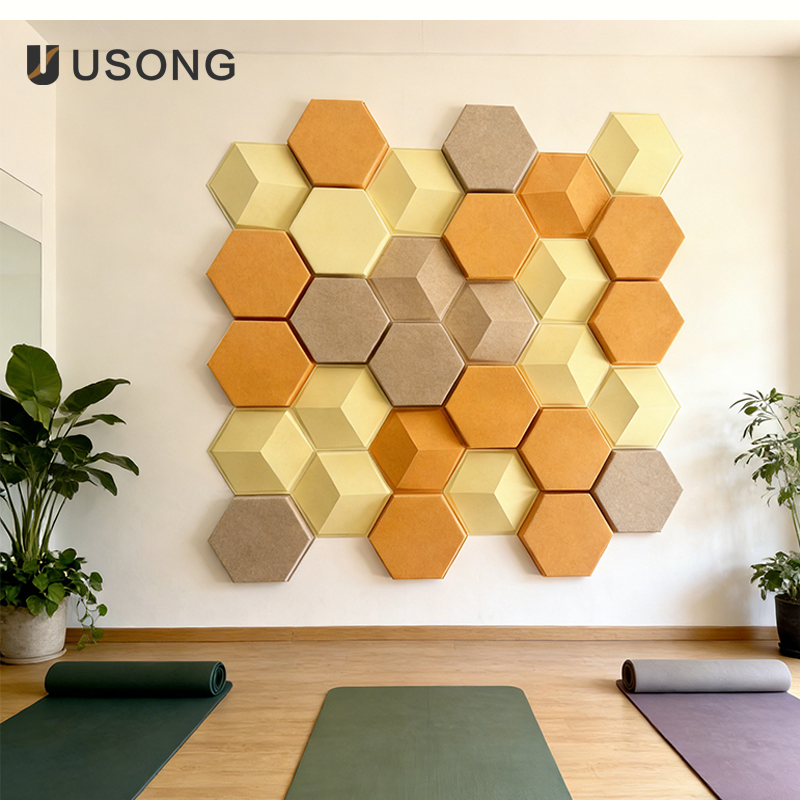 High-Density Environmentally Friendly Damping Polyester Fiber Hexagonal Sound Insulation Board