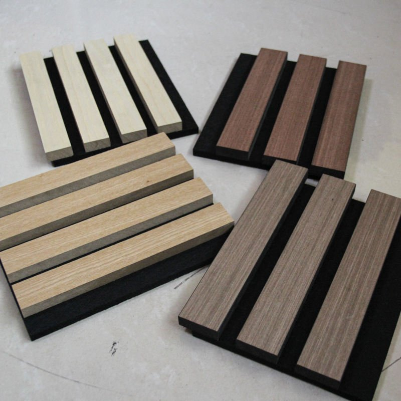 Durable Ribbon-Shaped Wood Veneer Acoustic Slat Panels for Comfortable Home Design