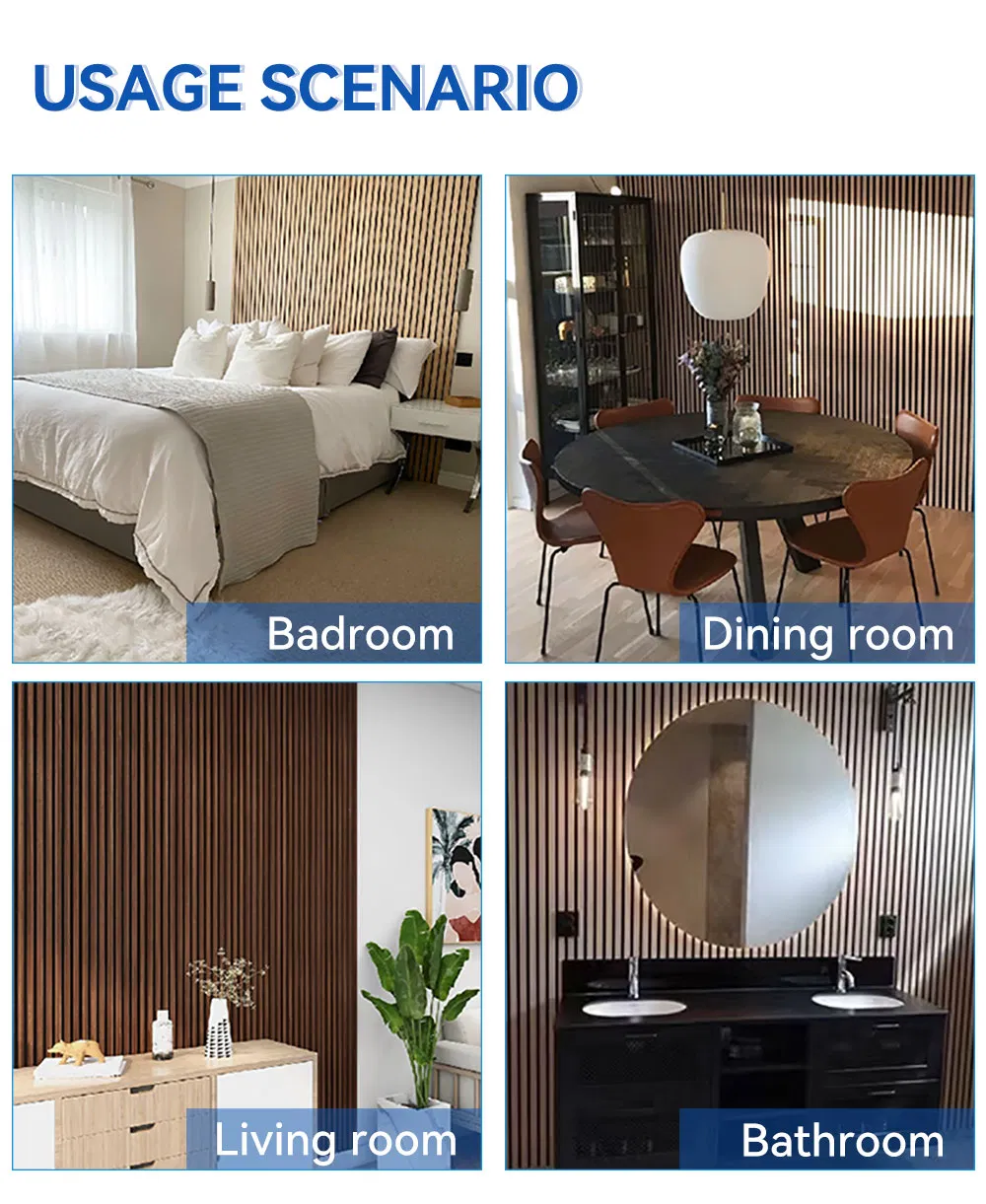 E0 Interior Sound Diffuser Insulation Wood Slat Wall Plank Board Acoustic Panel