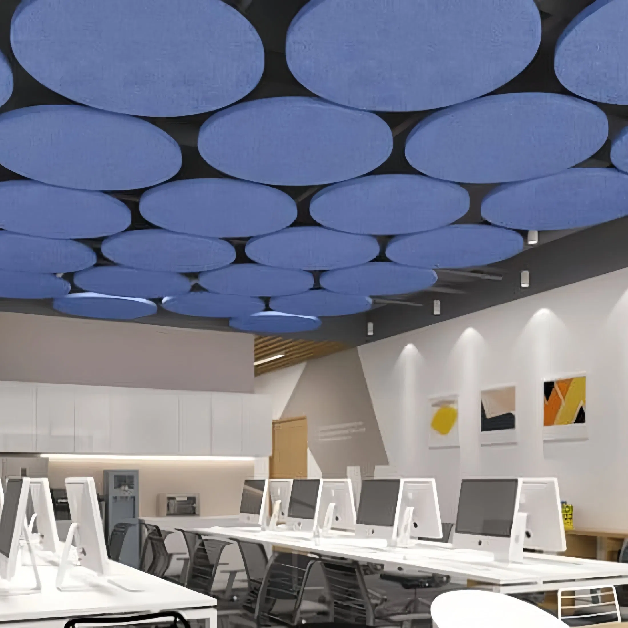 Seamless Pet Felt Acoustic Stretch Ceiling System with Integrated Sound Absorption Backing Modern Minimalist Look Effective Noise Reduction