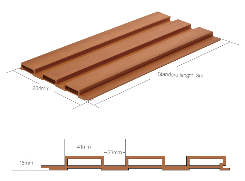 AG. Acoustic out Door Decor Material WPC Wall Panel Eco Wood Plastic Composite Flooring Square Tube Ceiling
