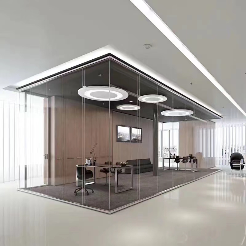 Sound Proof Glass Wall Partition Office Privacy Screen Freestanding Acoustic Room Divider