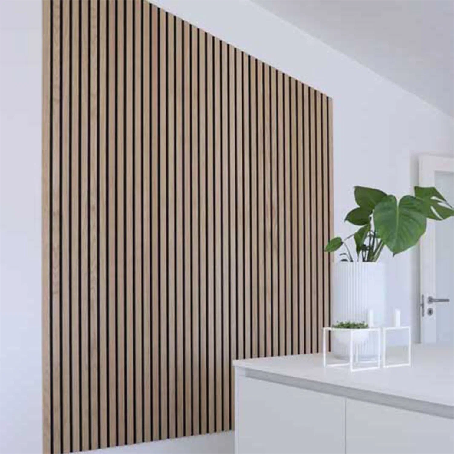 3D Rustic Design Diffuser Sound Proof Akupanel Polyester Fiber Wooden Slats Acoustic Wood Wall Panel