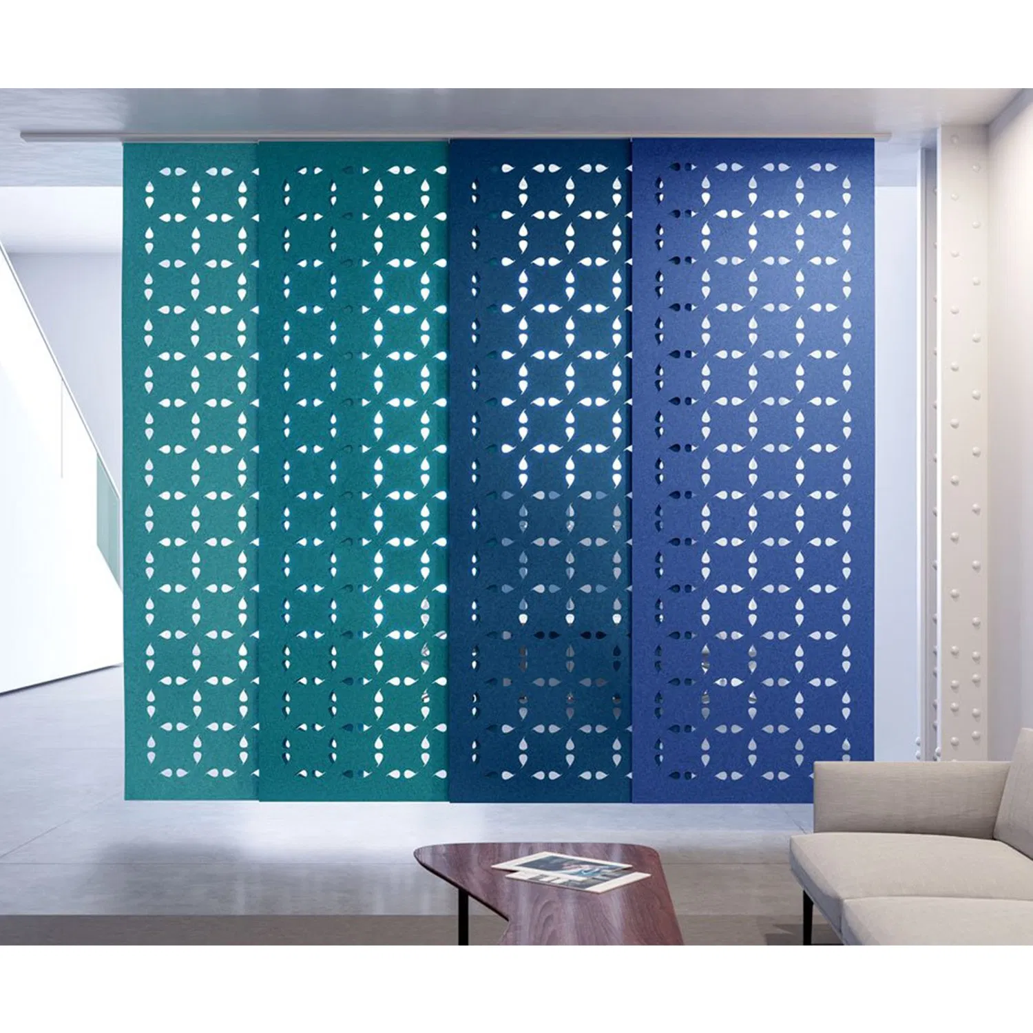 Flexible Room Divider Noise Cancelling Acoustic Hanging Screen Polyester Fiber Soundproof Office Partition