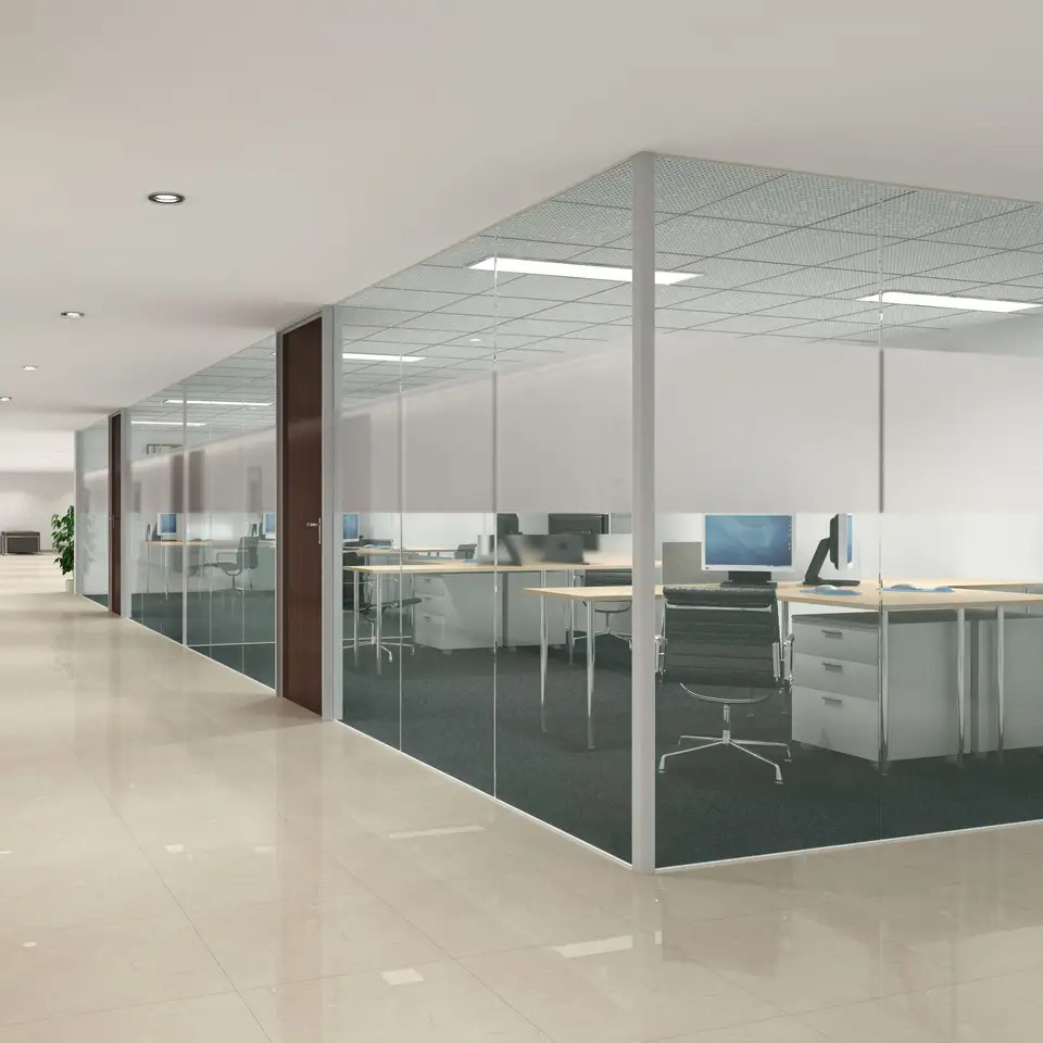 Acoustic Tempered Glazed Room Office Divider Wall Partition Cubicles