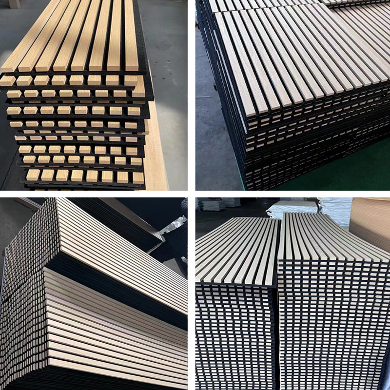 Customized Color Wooden Acoustic Panels Wood Slat Paneling 3D Soundproof Wall Panels