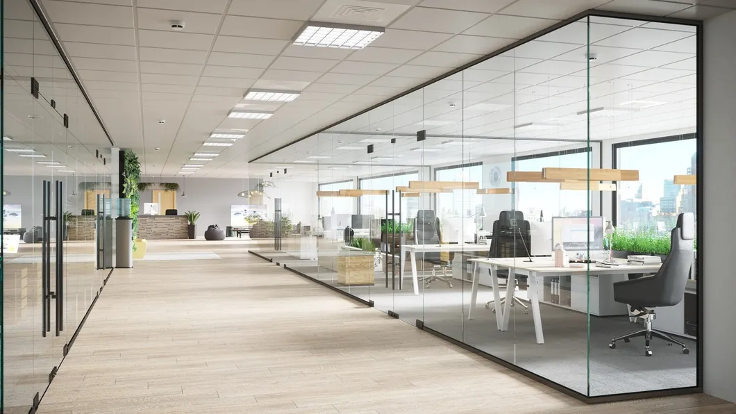 Acoustic Frameless Laminated Glass Office Partitions