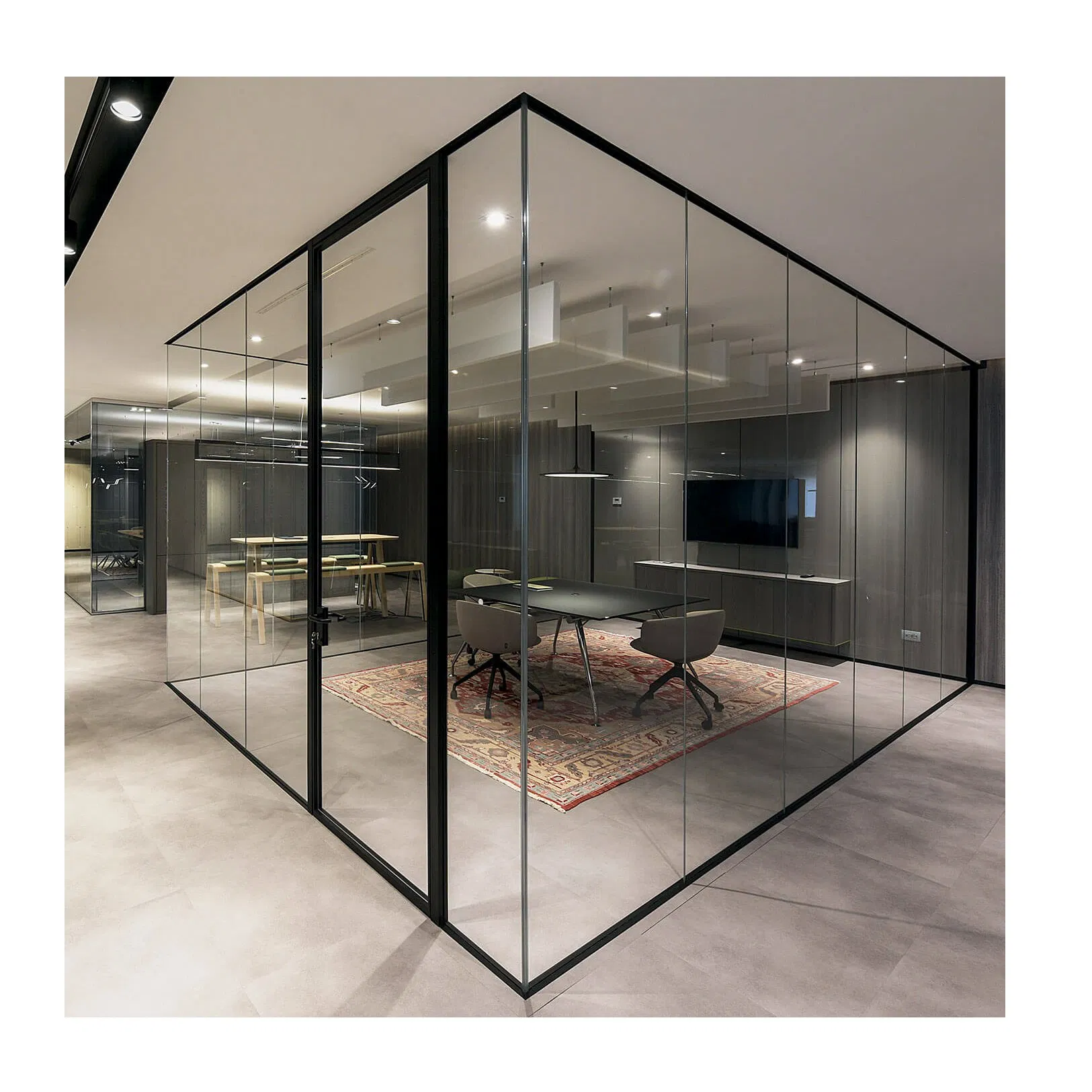 Acoustic Aluminum Glass Room Partition Wall Office Soundproof Glass Partition