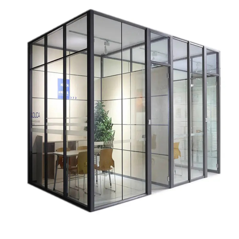 Acoustic Modular Clear Tempered Singel Double Glazed with MDF Chip Board Partition Wall for Office