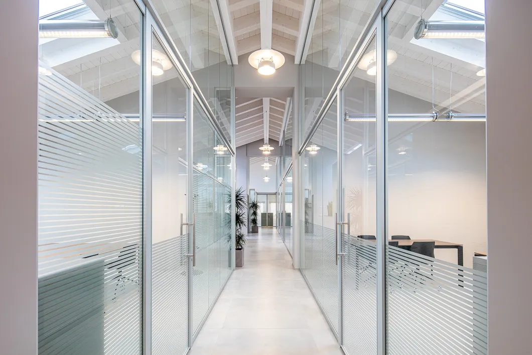 Detailed View of Glass Partition