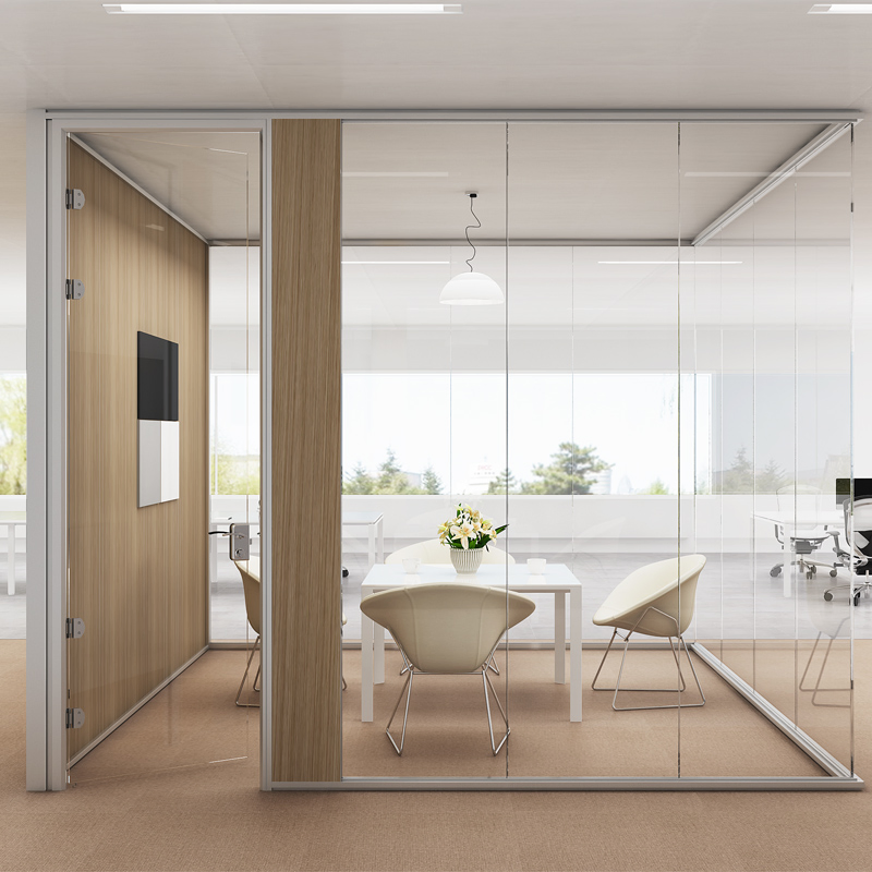 Commercial Acoustic Wall Aluminium Frame Office Partition Tempered Glass Partition