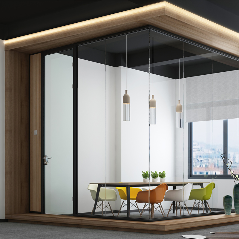 Commercial Acoustic Wall Aluminium Frame Office Partition Tempered Glass Partition